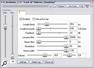 Простой патч «Haas delay» одним нажатием, который использовался для добавления стерео ширины к общему гитарному звуку