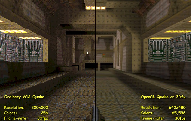 Этому также помогло id Software: создатели Quake написали драйвер MiniGL, который позволял легко передавать графику, совместимую с OpenGL, по API из 3dfx